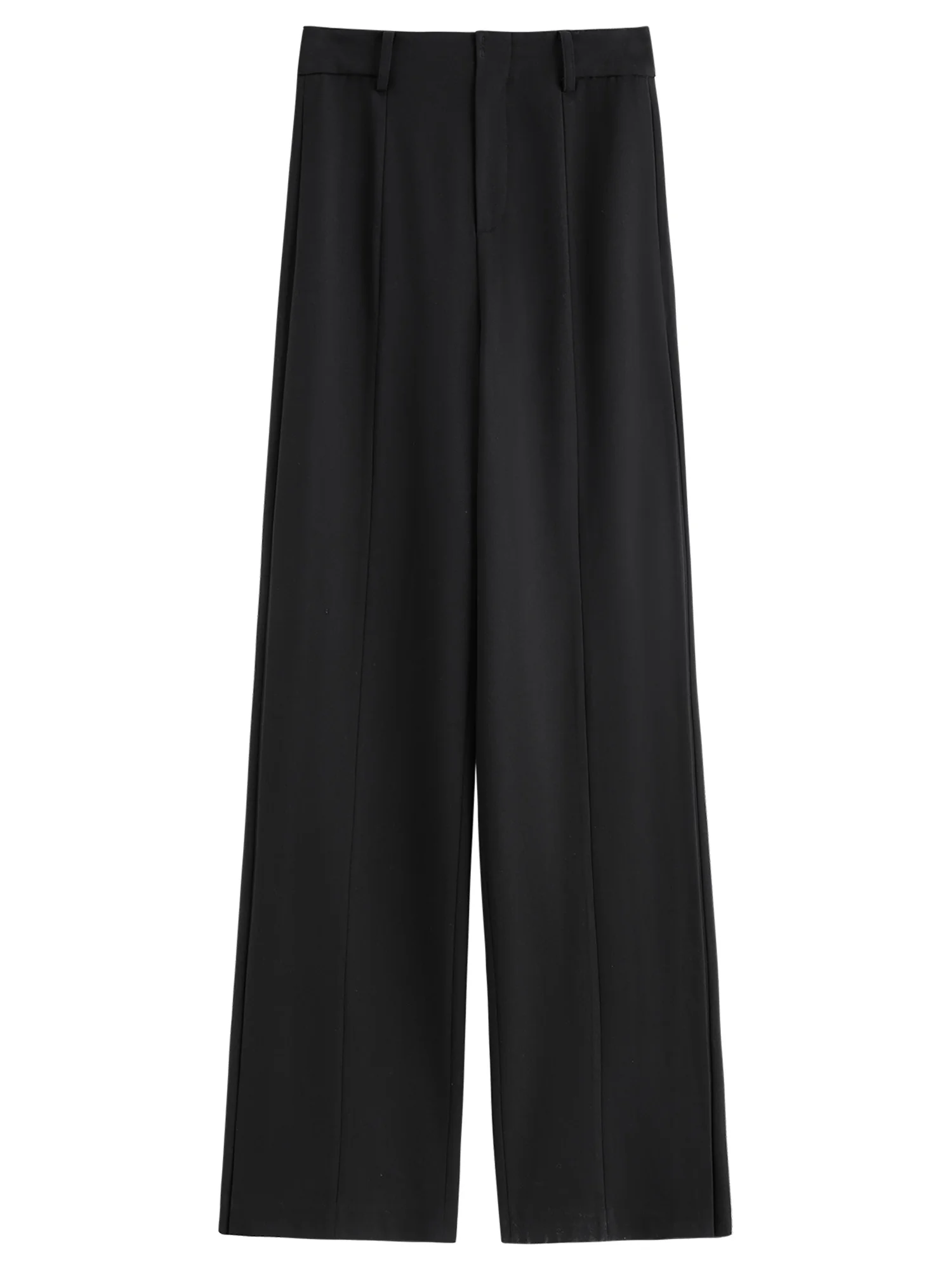 FSLE 2026 Spring Women's Wide Leg Trousers Wool Blend Acetate Pants High Waist Office Chic Pant Versatile Minimalist Soft Pants