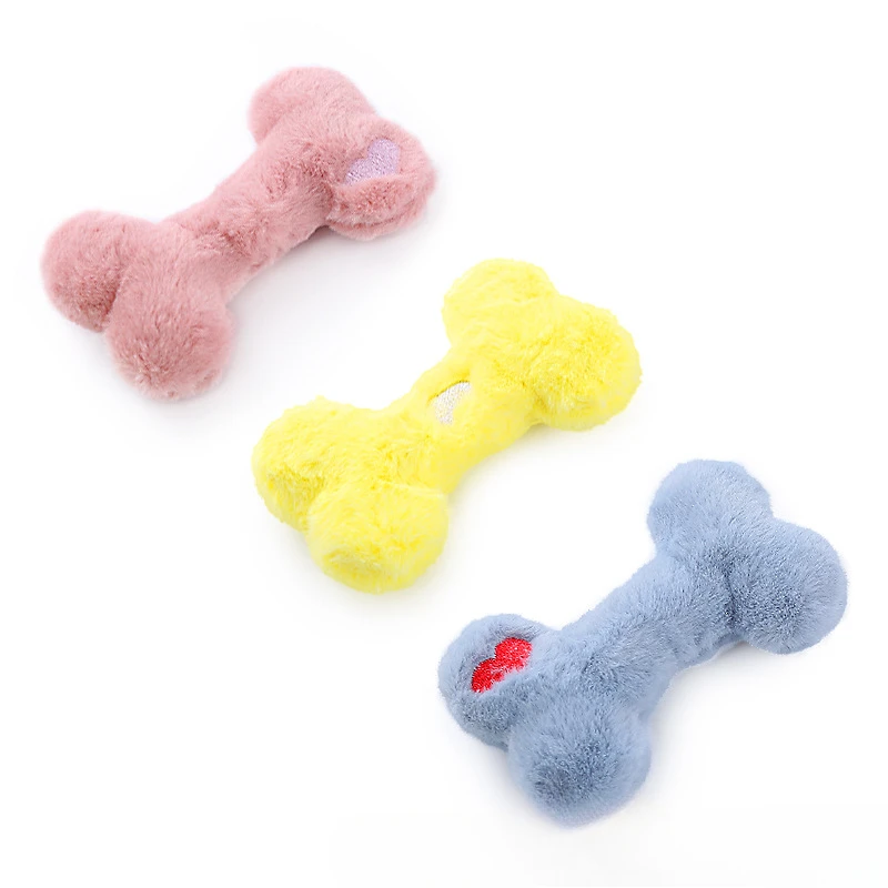 Cute love bone plush vocal dog toys containing bb called grinding teeth bite resistant interactive play pet supplies