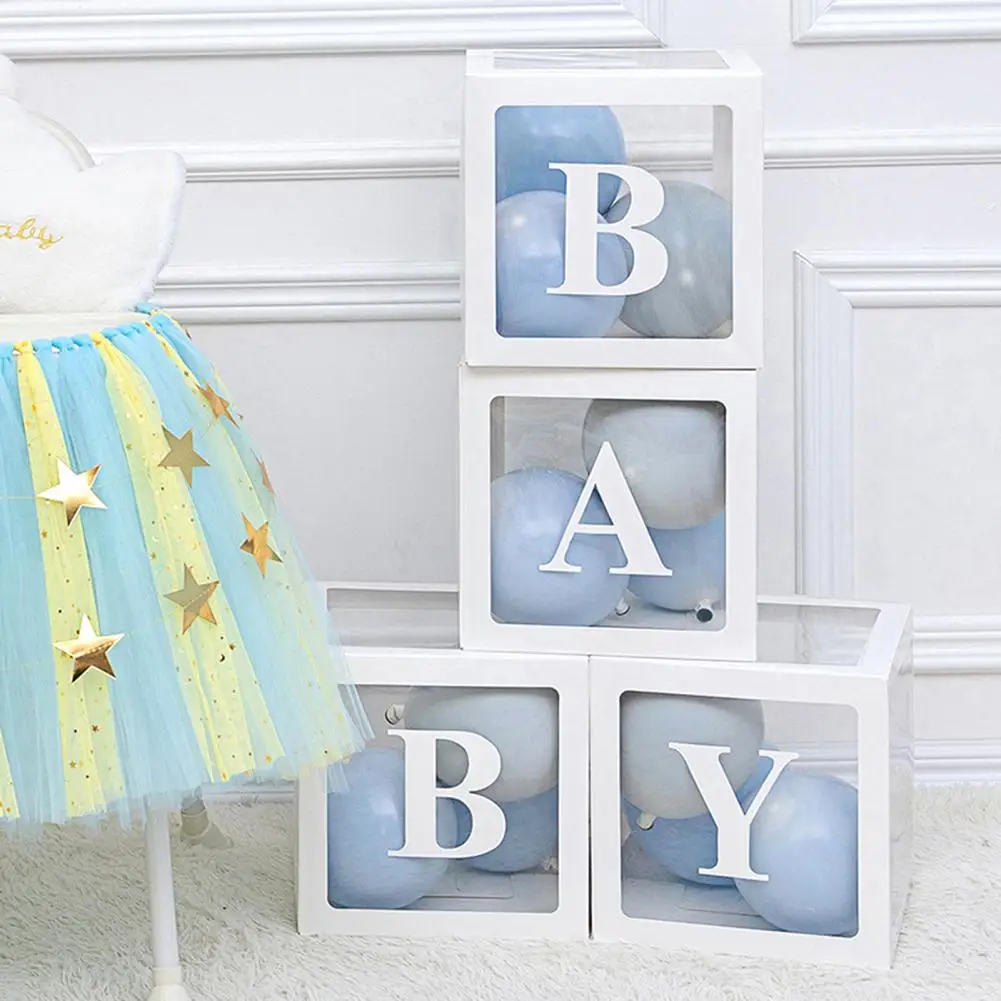 Clear Box Balloon Box Exquisite Party Decor Baby Shower Supplies A-Z Letter Cardboard Cube for Propose Marriage