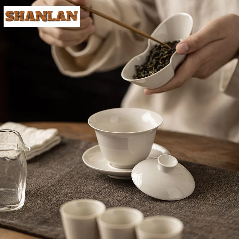 100ml Plant Ash Sancai Cover Bowl Household Anti Scald Gaiwan Boutique Tea Tureen Tea Maker Chinese Cups Set Ornaments
