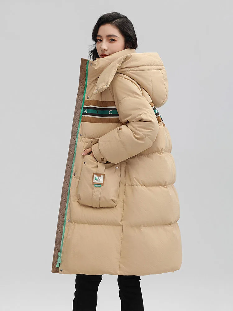 

Winter Women's New Long White Duck Down Coats Female Loose Casual Hooded Outwear Ladies Thick Warm Solid Down Coats 2023