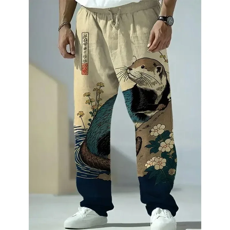 IQYU Pantaloni harem da uomo, semplicità, stile cinese, retrò, ampie gambe, pantaloni da yoga, pilates, arti marziali, kung fu tai chi tailandese, tempo libero, kerbocker, caffè, M
