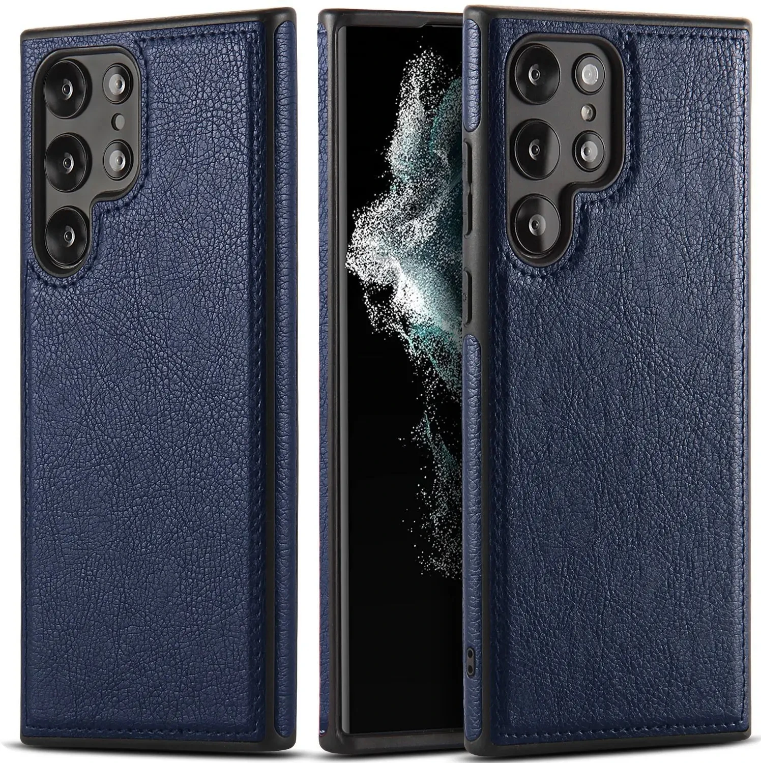 Luxury Business PU Leather Texture Shockproof Back Cover in Soft Bumper Design