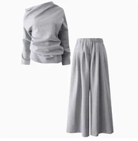 SuperAen Women's Clothing Summer Beautiful Women's 2025 New Loose Shirt Straight Wide-leg Pants Two-piece Set