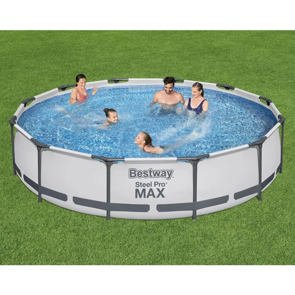 

Бассейн Pro MAX над землей (12 'x 30 ") | Круглый семейный бассейн для двора | Включает в себя насос 530 GPH и комплект для ремонта