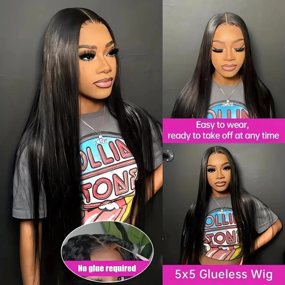 100% Human Hair Bone Straight 13x6 HD Lace Frontal Wigs 5x5 Glueless 30 40 Inch 13x4 Lace Front Wig Black Closure Brazilian Wear