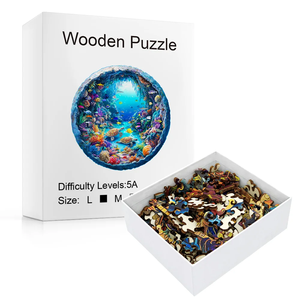 Ocean Wooden Puzzle for Adults-Whimsical Wooden Jigsaw Puzzle-Beautiful Gift Package-Best Game for Family 4