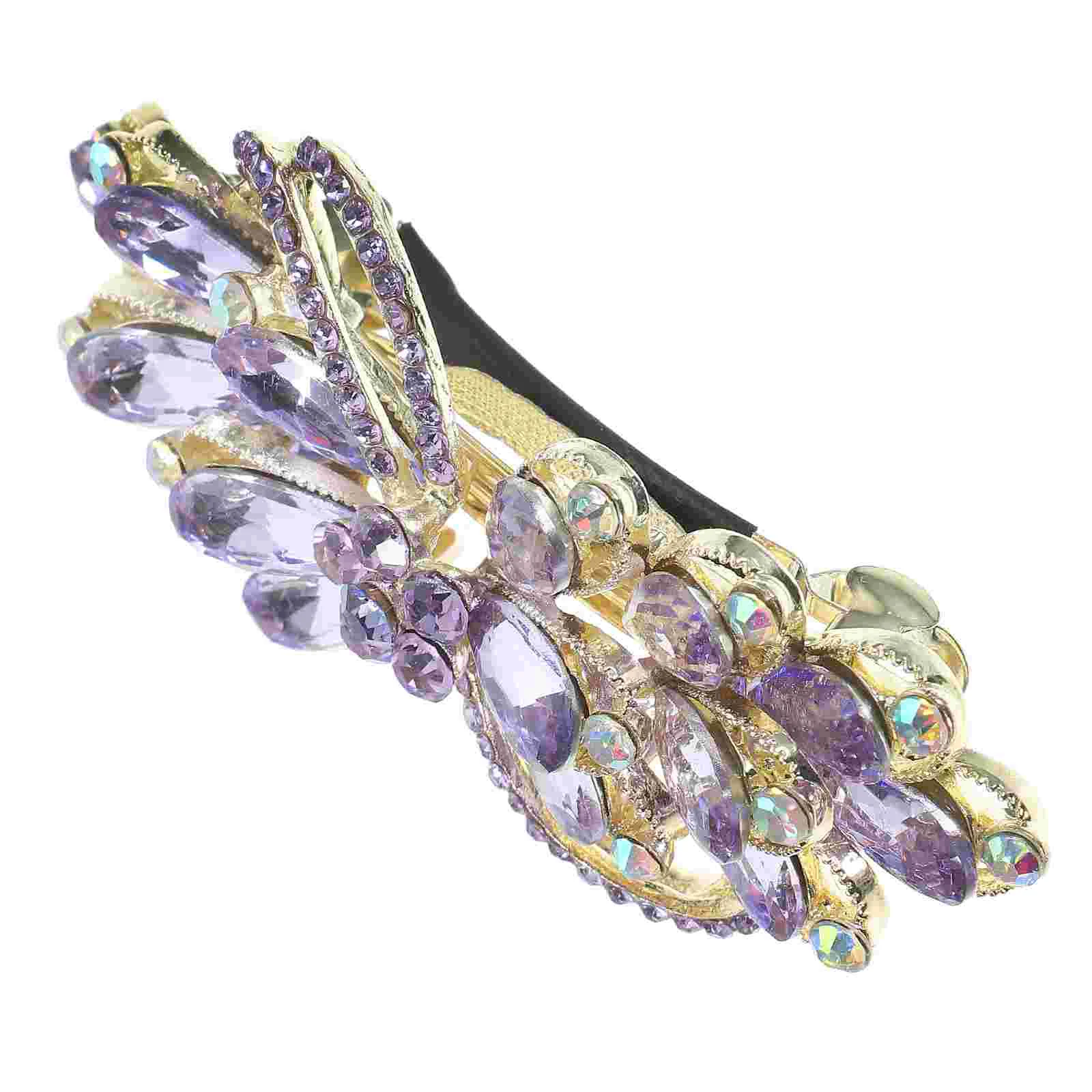 

Women's Rhinestone Hair Clips with Flower Design and Crystal Pearls for Weddings - Purple