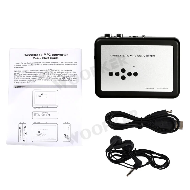 Cassette Tape Recorder Player Tapes to MP3 Digital Converter Save to USB Flash Drive Directly cassette player,music digitizer player