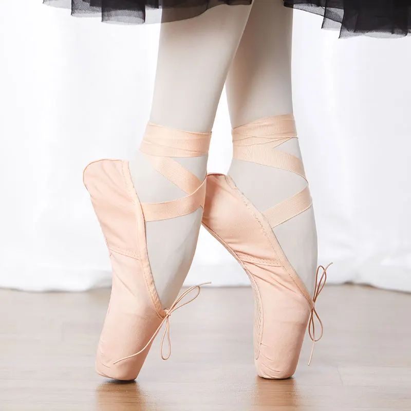 Rose Ballet Pointe Shoes Satin Enfants filles Adultes Lacets Danse Gymnastique UK Stock 