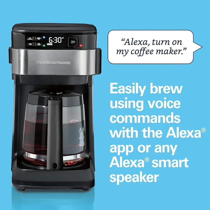 Hamilton Beach Works with Alexa Smart Coffee Maker, Programmable, 12 Cup Capacity, Black and Stainless Steel (49350R) 2