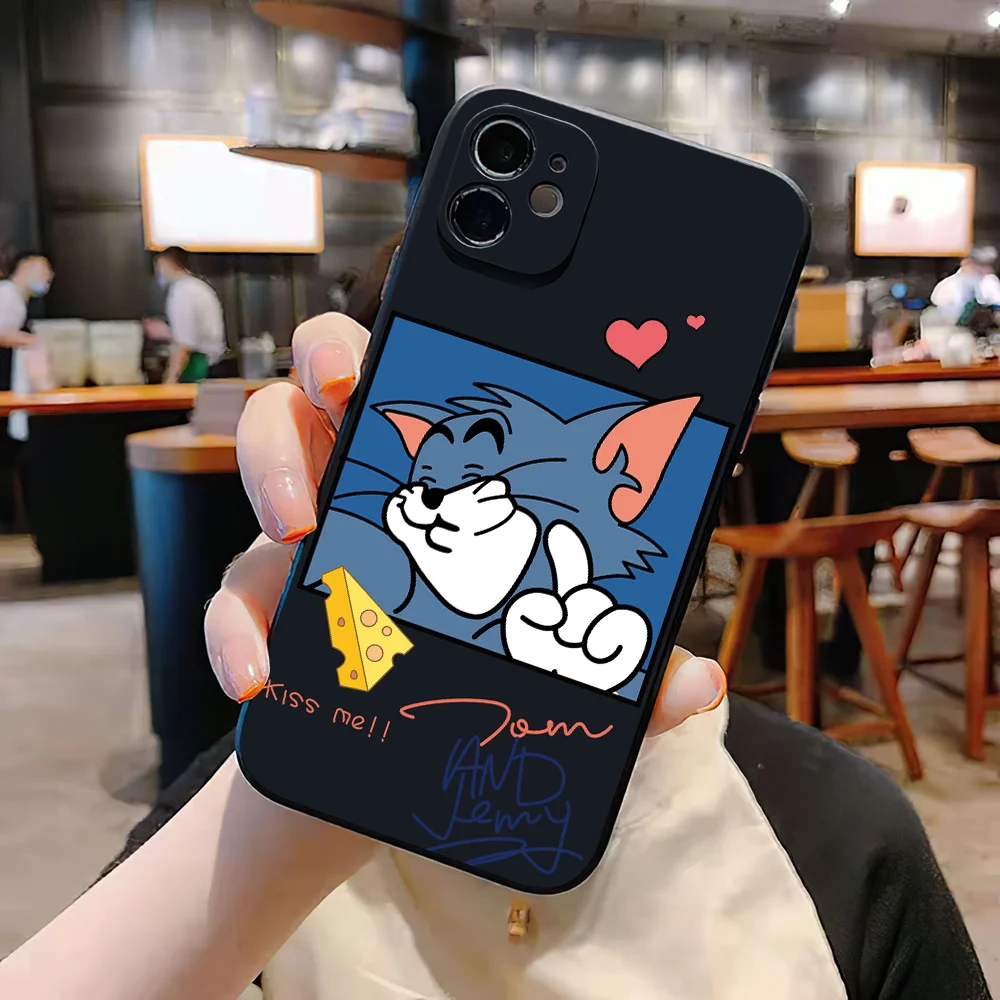 Cartoon Cute Cat Mouse Cases For iPhone 13 12 Pro Max Mini 11 Pro Max X XR XS MAX SE 2020 8 7 6 6S Plus 5 Silicone Phone Cover