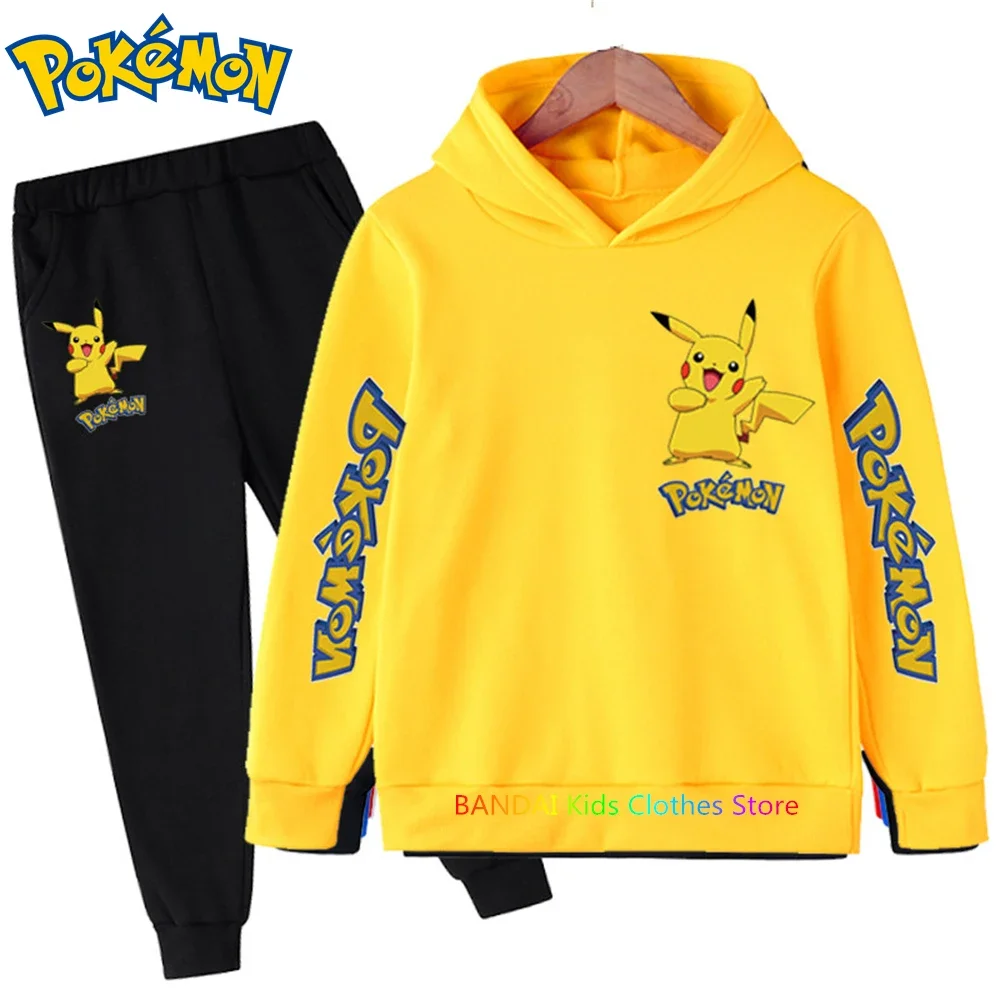 

Pokemon Pikachu Boy Girl Hoodie Suit Cotton Kids Hooded Sportswear Set Pants Boys Clothes 2 pez 2 5 6 7 8 9 10 11 12 13 12 Y