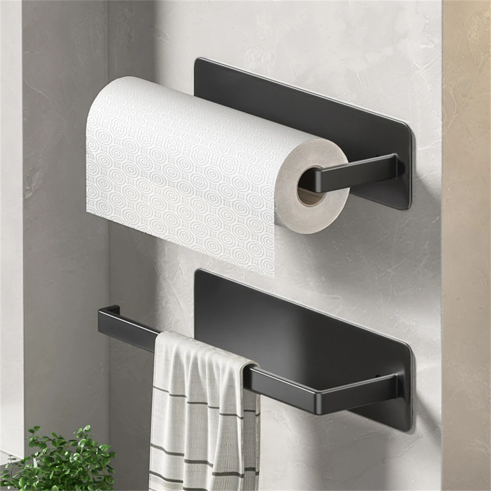 Kitchen Tissue Rack Without Punching Cabinet Rack With Cling Film Bag Storage Cloth Rack Wall Mounted Tissue Rack Kitchen Storag