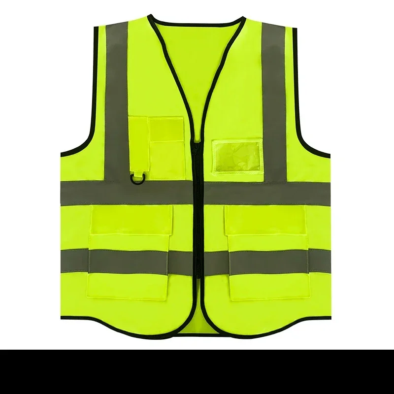 Orange Men's Safety Vest 9 Pockets High Visibility Reflective Vest with Reflective Strips Large Chalecos De Seguridad