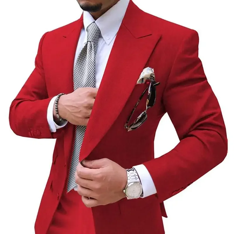 2 Pieces Men's Suits Mens Suit  Causal Slim Fit Prom Noble Champagne Grey Blazer Formal Business For Wedding Groom Tuxedos 5