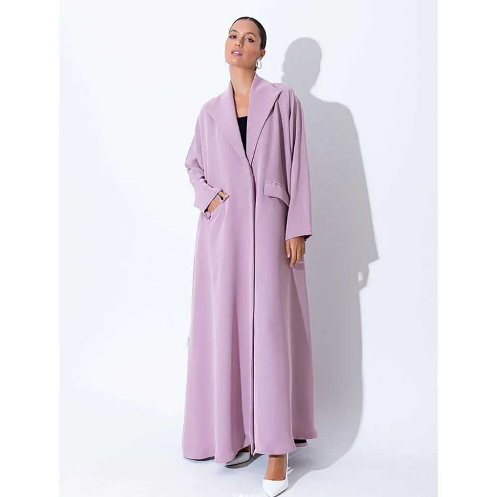 Blazer Women Solid Color Long Single Buckle Lapel Formal Prom Made Saudi Arabia Dress