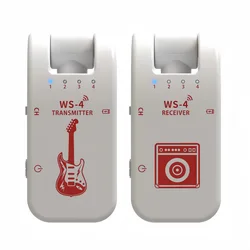 Rechargeable Wireless Guitar Transmitter & Receiver System - Plug & Play with Low Latency (WHITE)