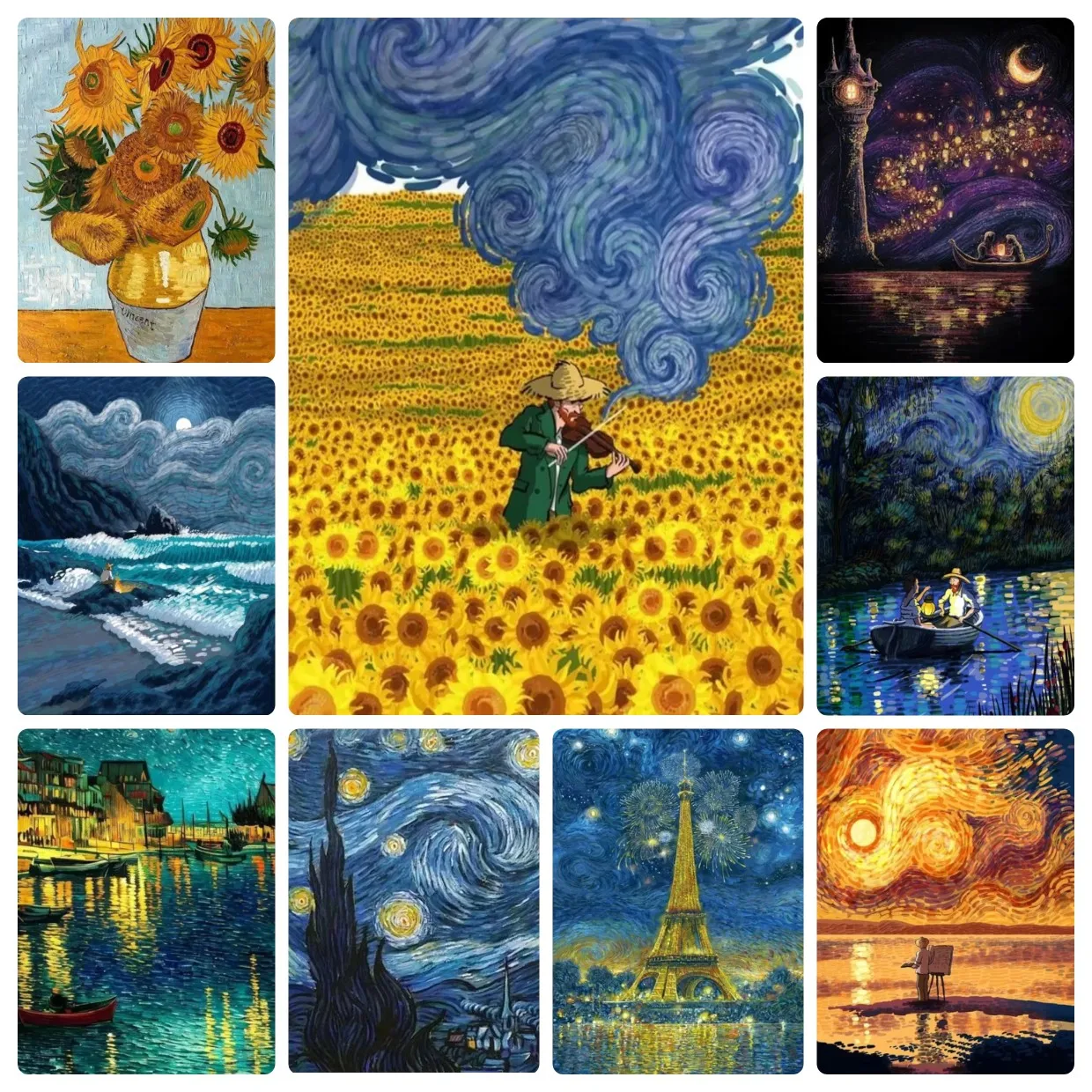 Starry Night Sunflower Diamond Art Mosaic - Creative Handmade Decor Gift