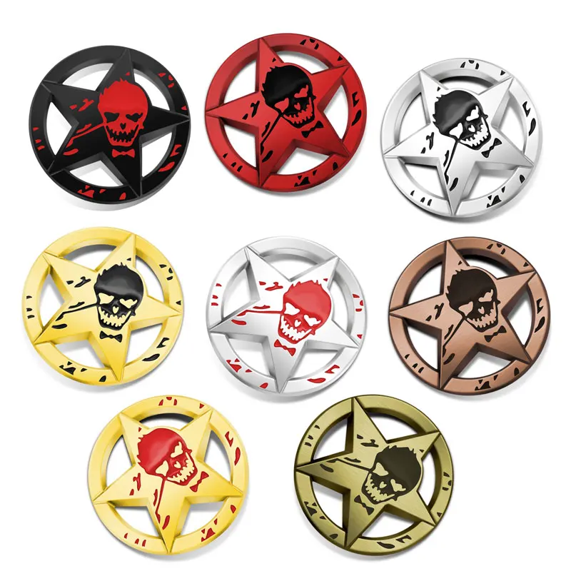 Skull Head Demon Star Car Metal Sticker Auto Door Window Bumper Fender Side Trunk Moto Car Styling Decor Accessori