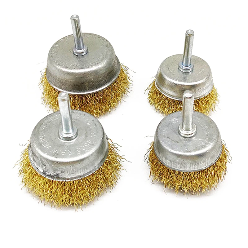50mm Steel Wire Brush Brass Plated Wheels Brushes Drill Rotary Tools Metal Rust Removal Polishing Brush 3