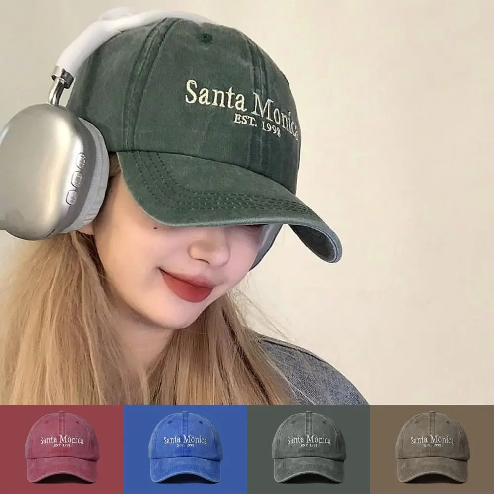 Letter Embroidered Baseball Cap Sun Hat Vintage Sun Protection Face Smaller Peaked Hat Outdoor Sports Hip Hop