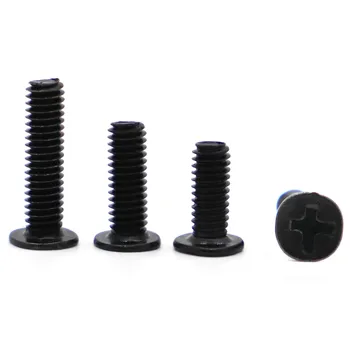 20/50pcs CM M2 M2.5 M3 M4 블랙 탄소강 크로스 필립스 초박형 평면 웨이퍼 머리 볼트 노트북 나사