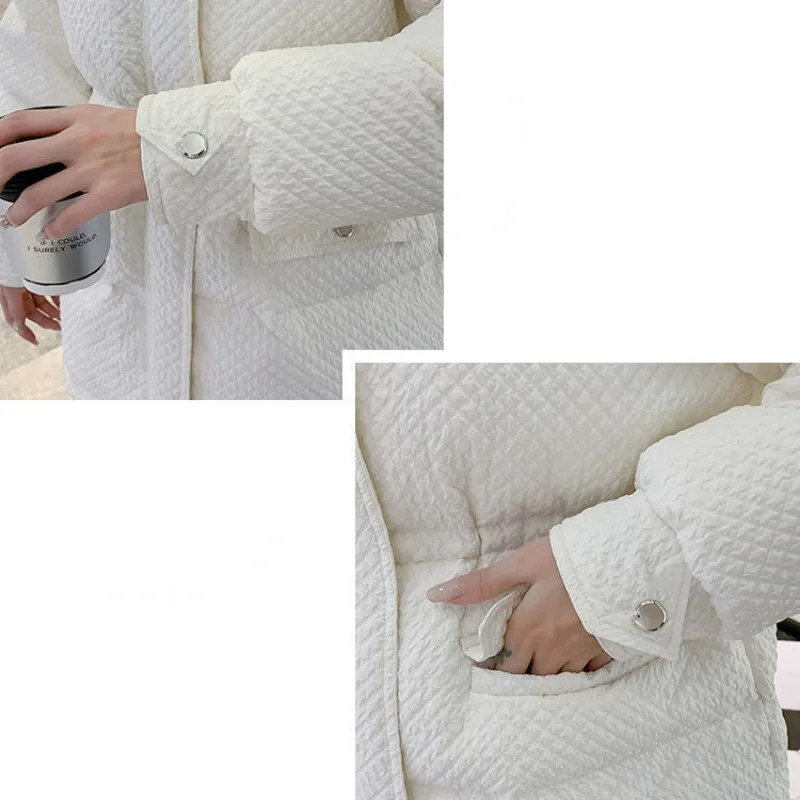 2023 New Women Down Jacket Winter Coat Female White Duck Down Parkas Mid Length Version Xiaoxiangfeng Outwear Thicken Overcoat