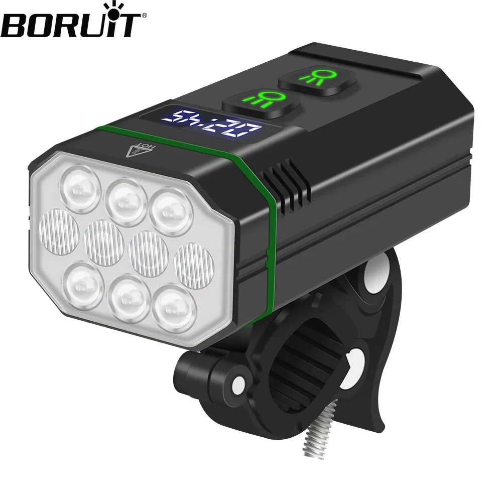 BORUiT5000mAh10LEDBicycleHeadlightTypecRechargeableWaterproof