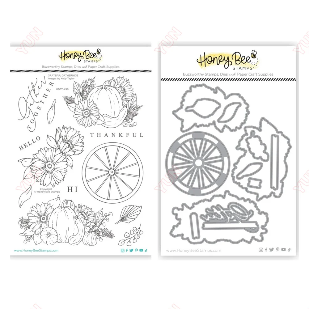 

Grateful Gatherings Pumpkin Flower New Arrival Clear Stamps or Metal Cutting Dies Sets for DIY Craft Making Greeting Card