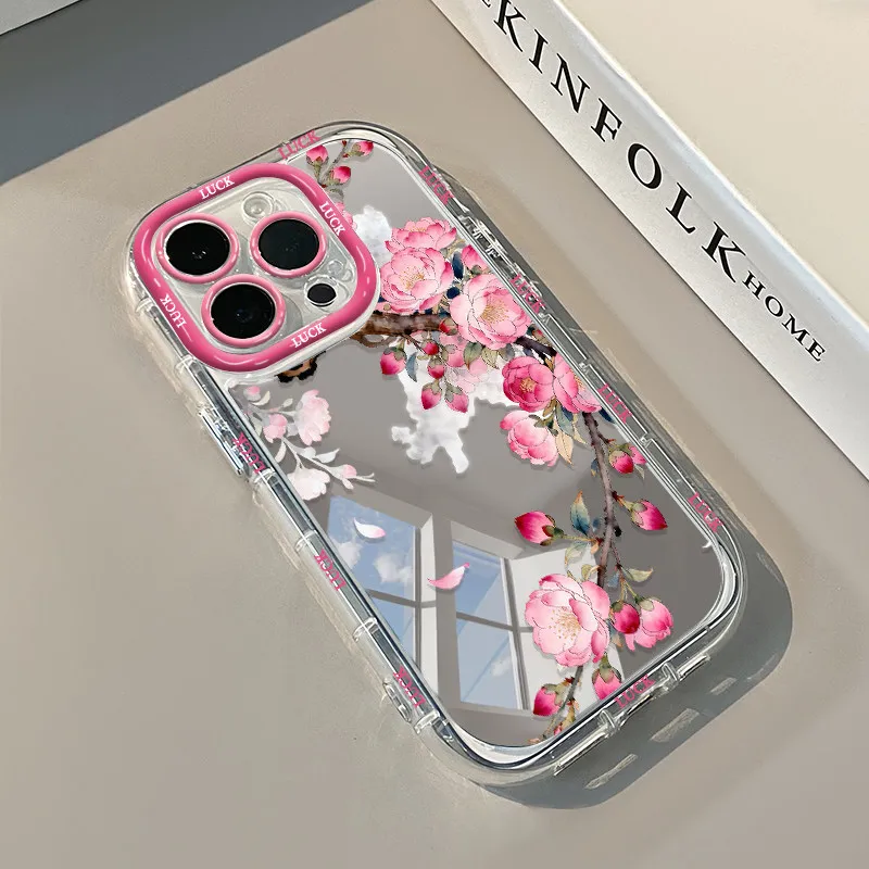 Elegant Peony Flower Mirror Surface Phone Case Cover