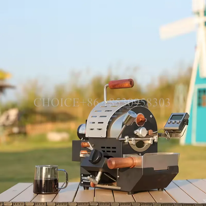 Automatic Coffee Beans Roaster Machine Small Home Gas Heating Stainless Steel Small Coffee Equipment 100g Bean Roaster