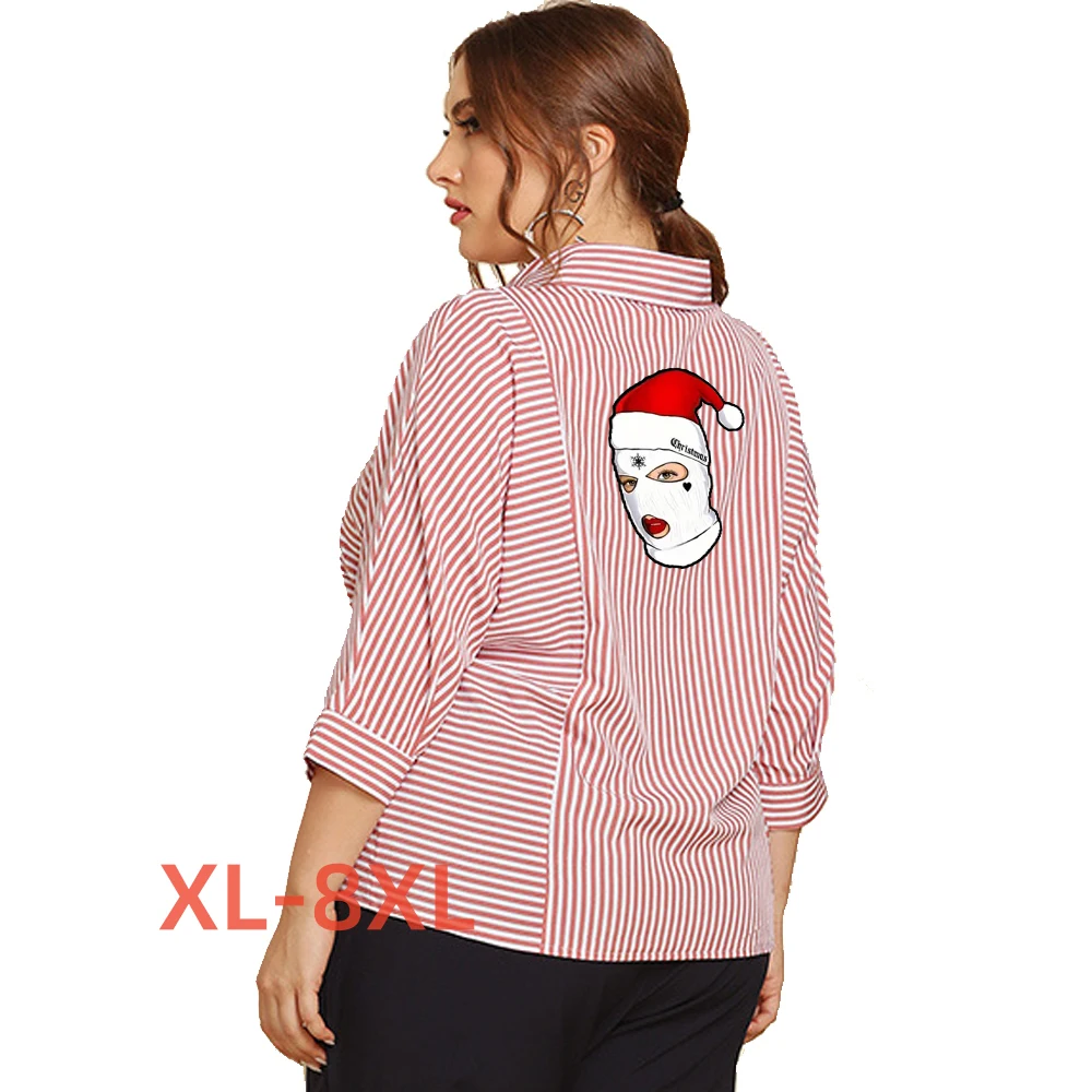 

Plus Size 4xl 5xl 6xl 7xl 8xl Women Blouses Christmas Print Blusa Mujer Dames Blouses Lange Mouwen Blusones Sueltos