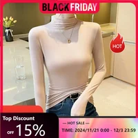 Modal Turtleneck Pullover Sweater Bottom Shirt Women Slim Inner Peplum Stacking Fashion T Shirt Tops Soft.jpg