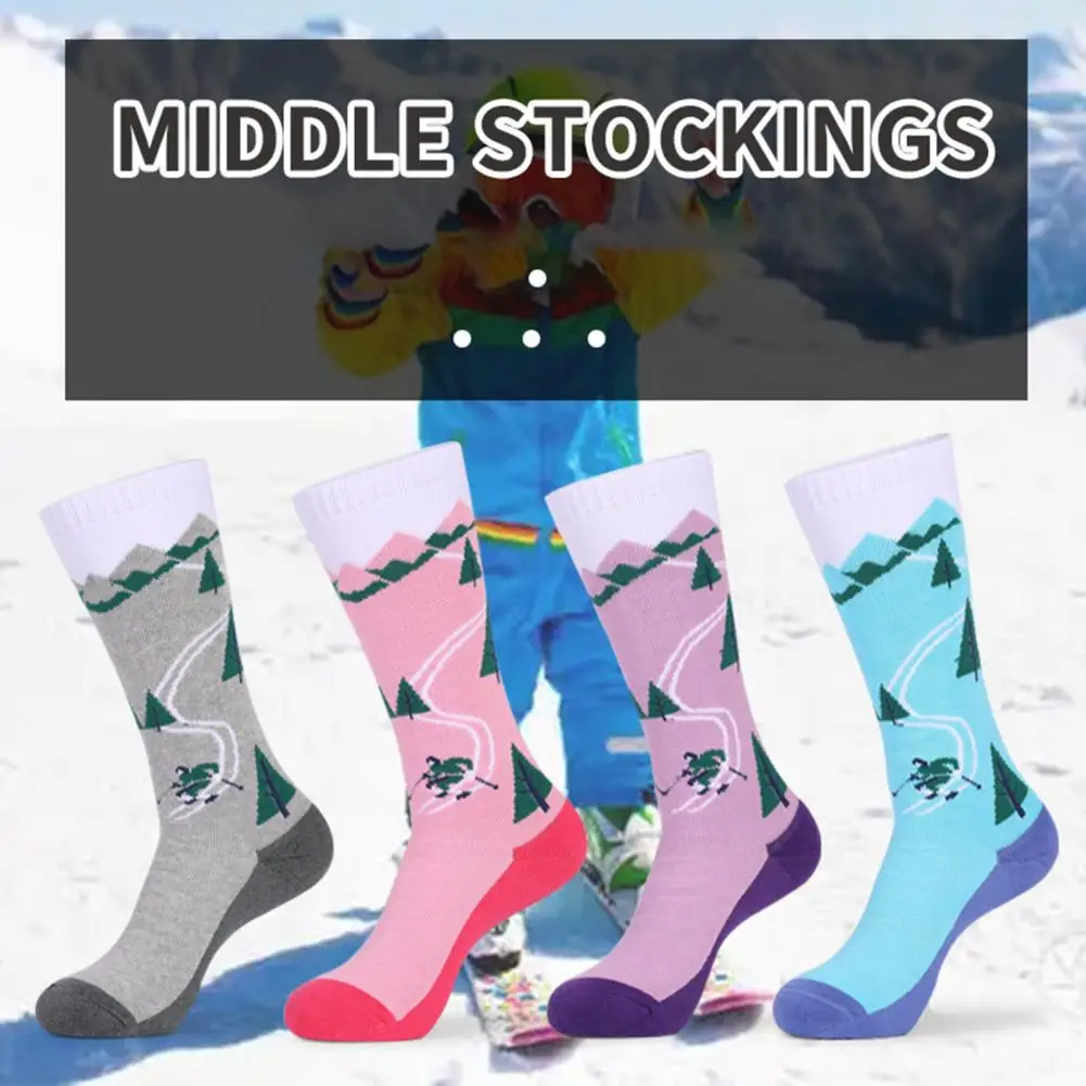 

1 Pair Sport Socks Super Soft Non-Slip Stretchy Keep Warm Cotton Thickened Windproof Toddler Winter Warm Socks for Kids