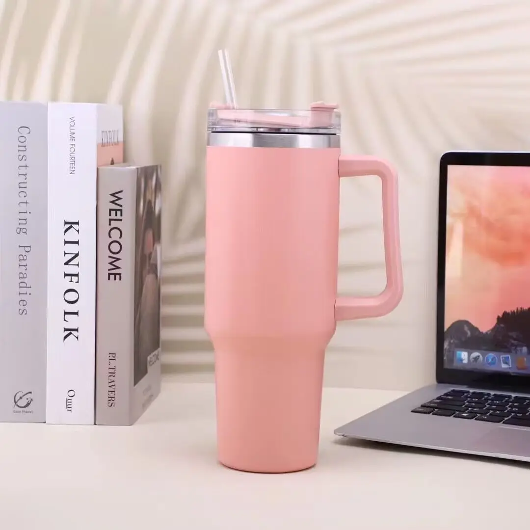 Cafe Insulated Tumbler Straw Stainless Steel Coffee Termos Cup In-Car Vacuum Flasks Portable Water Bottle 40oz Mug With Handle 8 S68ff57b4da074570b47c826a01d165e0M