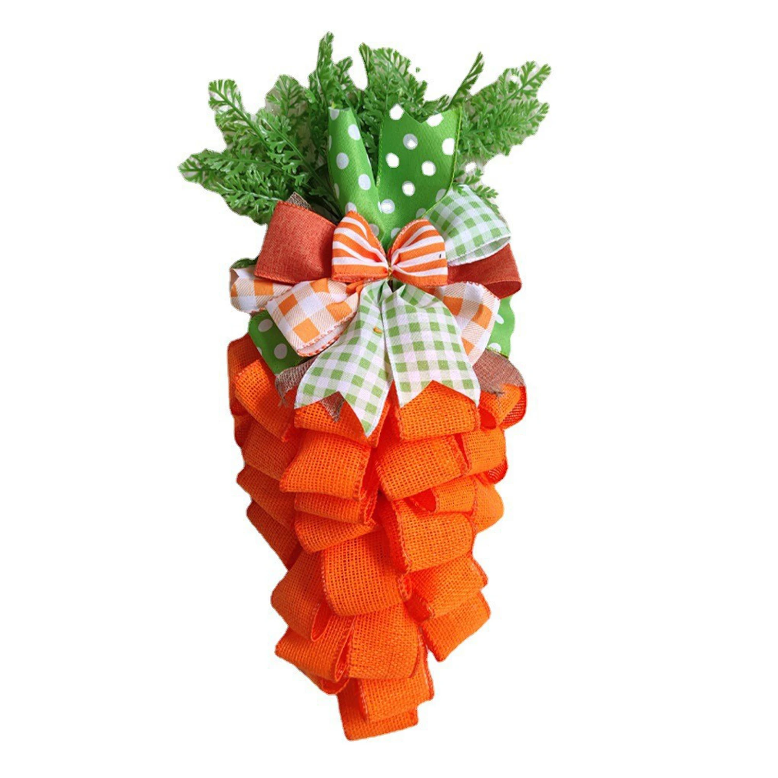 

60cm Creative Carrot Spring Wreath Orange Burlap Bowknot Wall Door Hanging Pendant Easter Fireplace Decoration Garland