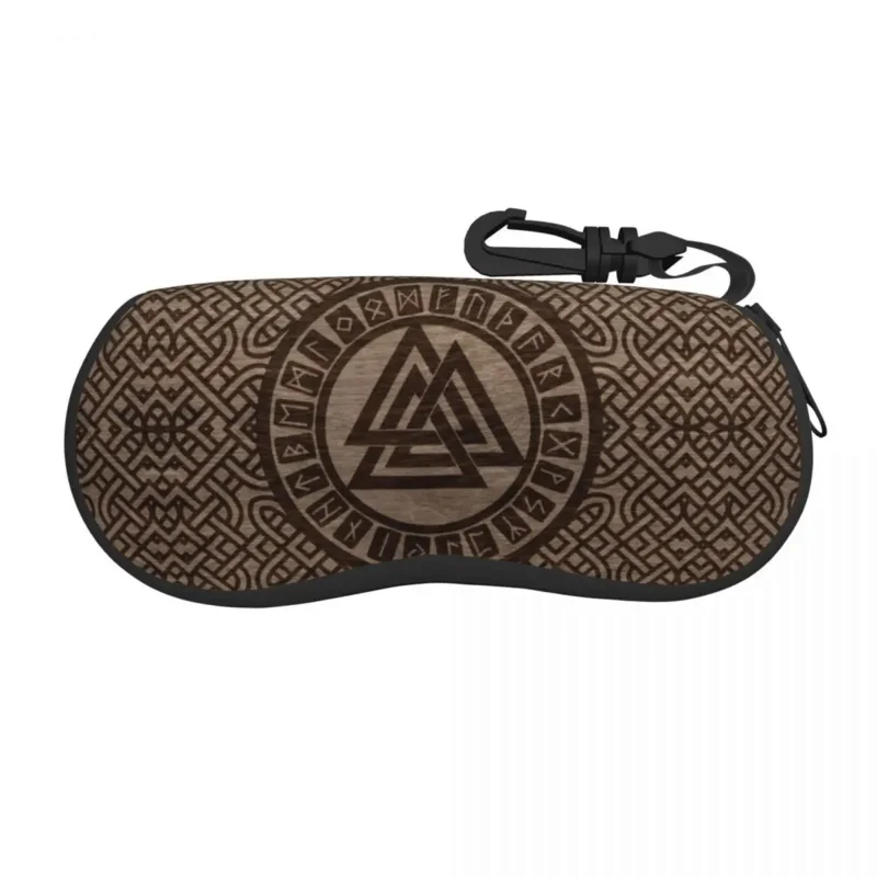 

Valknut Symbol And Runes On Wood Eyeglass Glasses Case Men Women Soft Norse Viking Odin Sunglasses Protective Bag