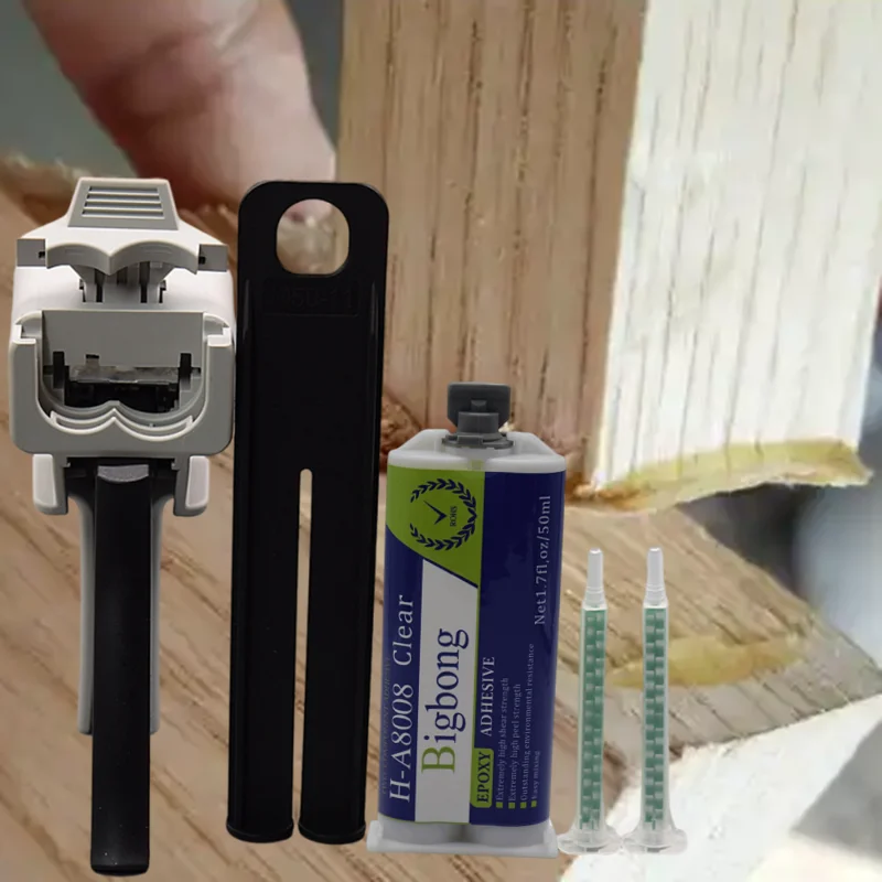 50 ml 1:1 AB-Kleber, transparenter Kleber, klarer Epoxidkleber und 2 Stück Mischdüsen und 50 ml 1:1 Dosierpistolen-Klebepistolen-Applikator