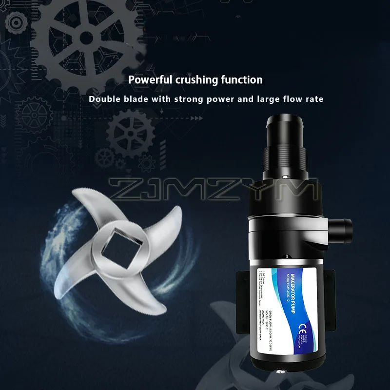 MP4500 Large Flow Unobstructed Sewage Pump Small 12V/24V DC Electric Toilet Cutting Type Crushing Toilet Kitchen Garbage Pump