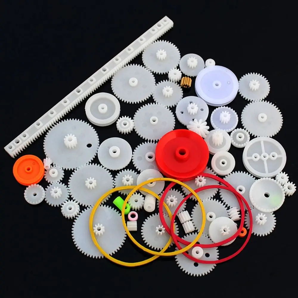 60PCS/Set New  Motor Car Robot Various Gear Plastic Gears Axle Belt Bushings Package Kit DIY Gear Assortment