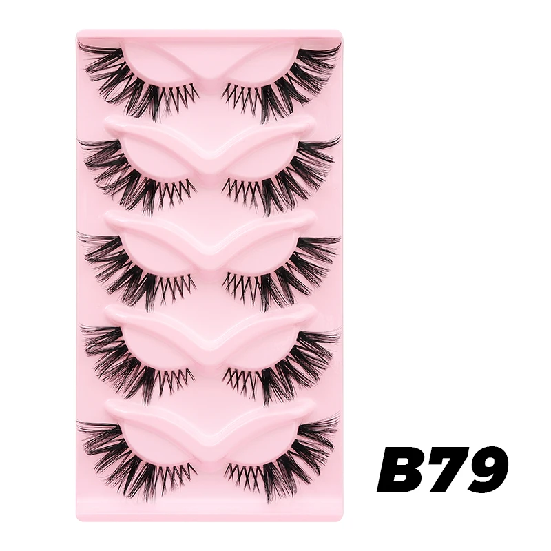 Dramatic Cat Eye Winged False Eyelashes - 10 Pairs with Clear Band