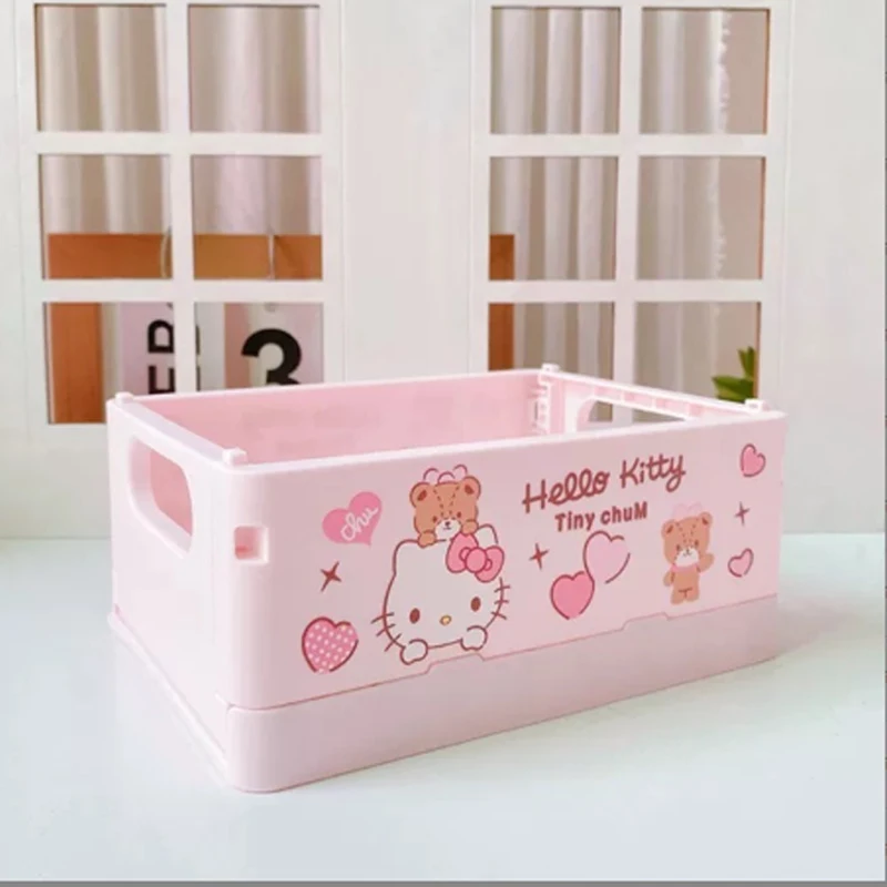 1PC Kt Cat พับได้ลิปสติกเครื่องสําอางค์ Sundries กล่องเก็บกล่องห้องน้ําน่ารัก 1