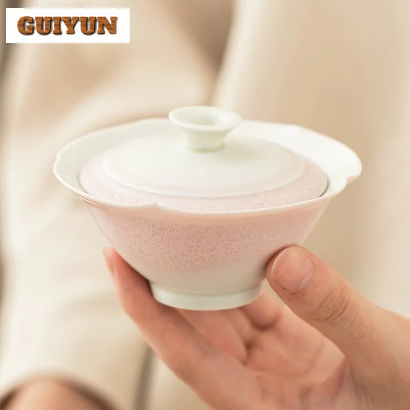 70ml Kiln Fambe Glaze Handmade Cover Bowl Chinese Style High-end Hat Gaiwan Ancient Tea Tureen Tea Maker Items Decoration