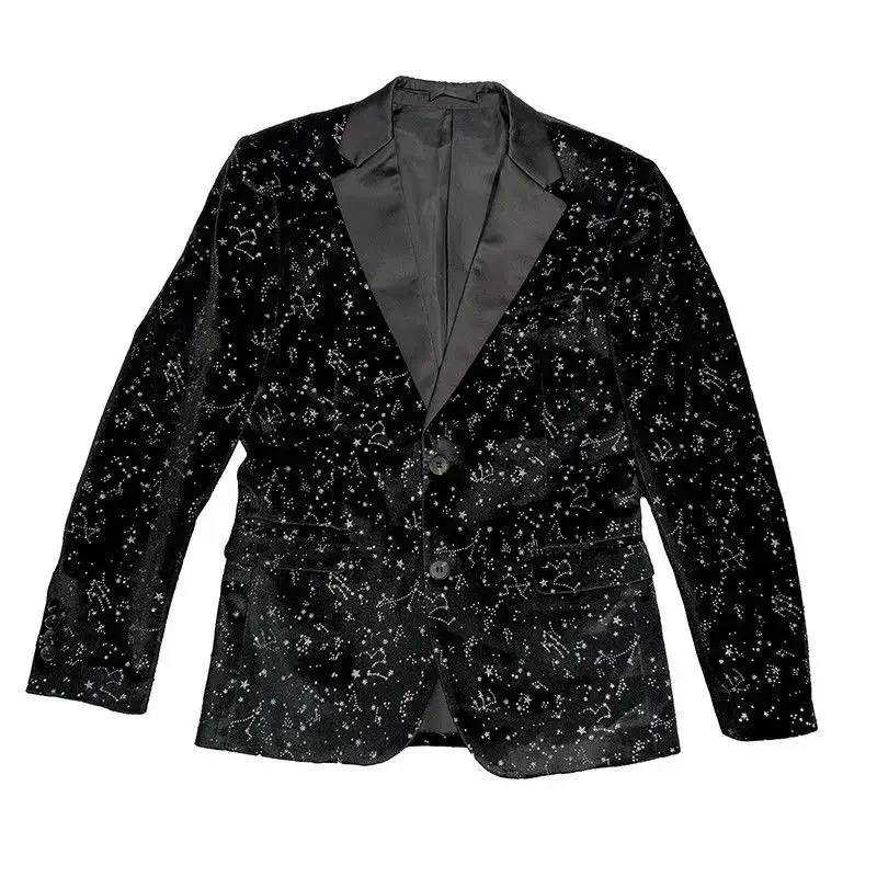 Spring Autumn Casual Suit Jacket Men European American Printed Slim Fit Personalized Suit Jacket Trendy Brand 6