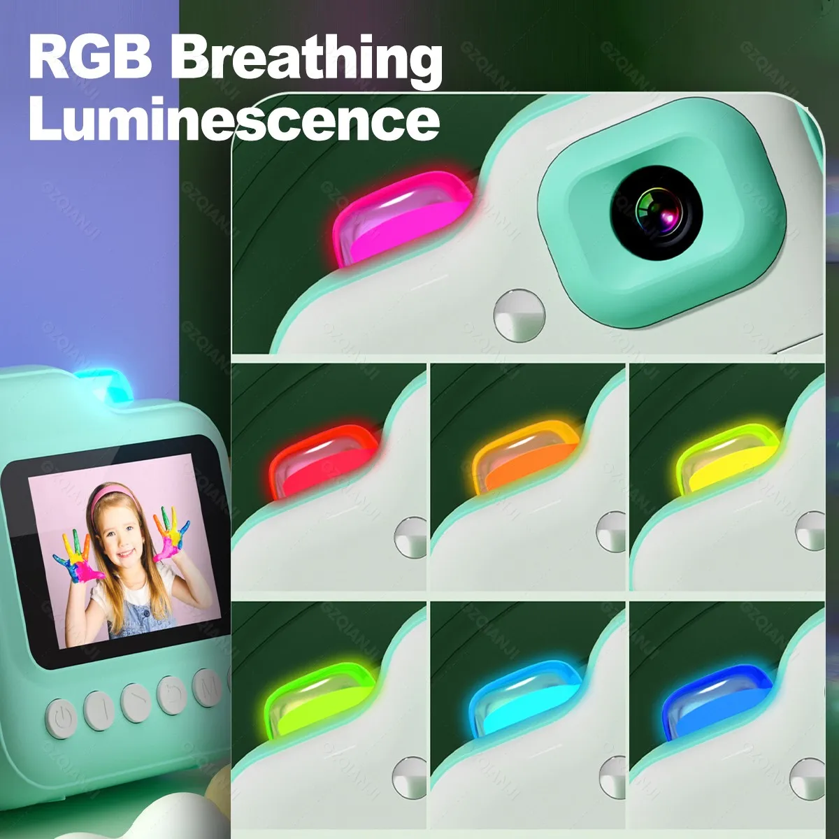 57x25mm Thermal Photo Printer Children's Digital Camera Instant Video & Lanyard, 3Rolls Paper Support Funprint app