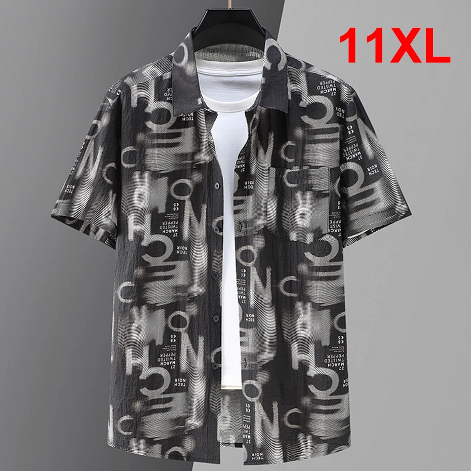 

2024 New Summer Shirt Men Plus Size 10XL 11XL Hawaiian Shirts Casual Fashion Quick Drying Short Sleeve Shirt Male Big Size 10XL