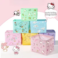 Sanrio Cute Hello Kitty Kuromi Melody Cinnamoroll Sundries Foldable Storage Box Desk Cosmetics Snack Storage Basket Organizer 1