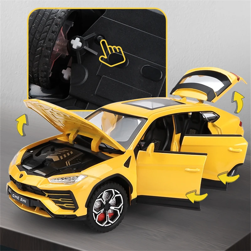1:24 URUS SUV Alloy Sports Car Model Diecasts Metal Off-road Vehicles Car Model Simulation Sound Light Collection Kids Toys Gift 3
