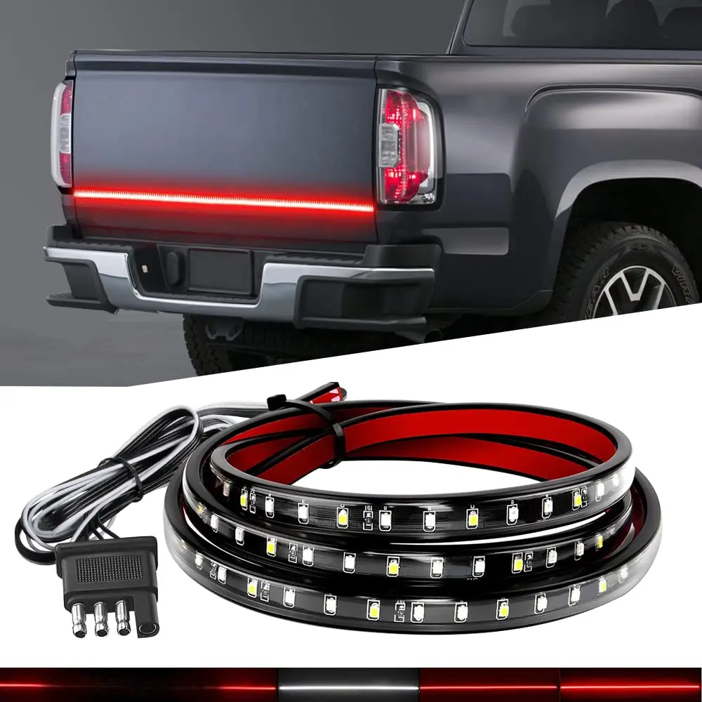 LED Third Brake Light Strip Bar, 5 Function Sequential Turn Signal Brake Running Double Flash Flexible 40Inch High Mount Stop Lights Strips For Jeep Pickup Truck VAN RV SUV Bus Cargo